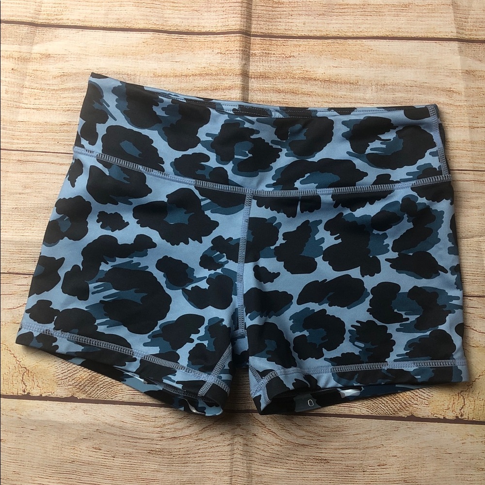 Iab Mfg Blue and Black‎ Leopard Print Shorts